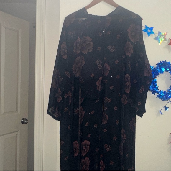 No. 6 Black and Pink Floral Long Sleeve Dress - Picture 4 of 5
